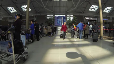 Check-in Area inside Incheon International Airport Stock Footage 34146056