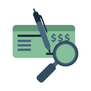 Check bank note with pen icon Illustrazione stock