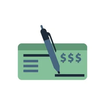 Check bank note with pen icon Illustrazione stock