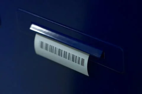Check with bar code. Unprinted terminal check with barcode Stock-Fotos