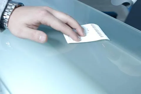 Check with bar code. Unprinted terminal check with barcode Stockfoto's