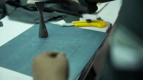 Check black leather manufacturing process Stock-Footage 202458942