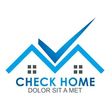 Check the blue house logo shielded Checklist Approved Stock Illustration