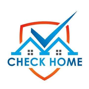 Check the blue house logo shielded Checklist Approved Stock Illustration