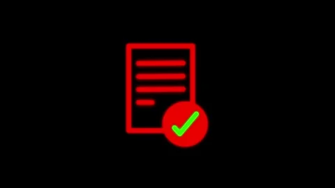 Check board icon animation. Notepad icon animation. black screen background Stock Footage 302865815