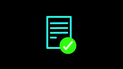 Check board icon animation. Notepad icon animation. black screen background Stock Footage 302865820