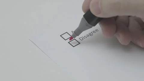 Check box Disagree red pen on white paper 動画素材 295037686