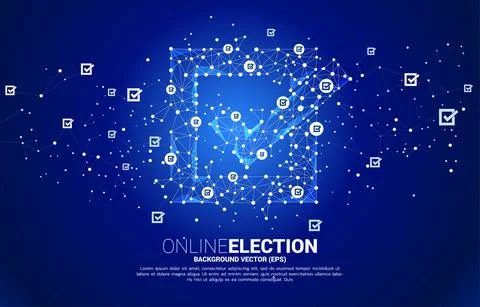 Check box icon from dot connect line polygon network. concept for election vo Illustrazione stock