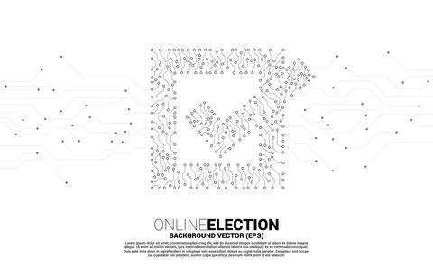 Check box icon from dot connect line circuit board style. concept for electio Stock Illustration