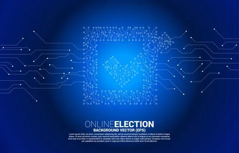 Check box icon from dot connect line circuit board style. concept for electio Stock Illustration