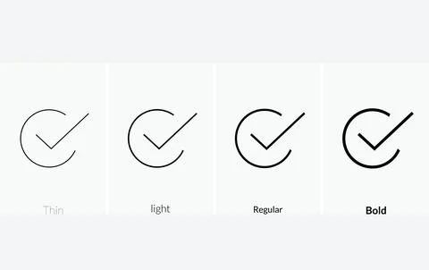 Check box icon .Thin, Light Regular And Bold style design isolated on white.. Stock Illustration