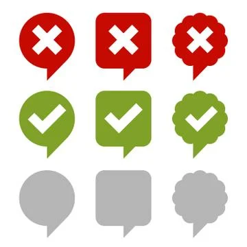 Check Box Icons Set. Green and Red Signs on White Background. Vector Illustrazione stock