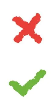 Check box list icons set, green and red isolated on white background Stock Illustration