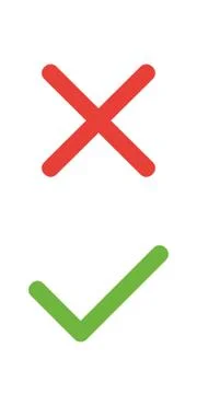 Check box list icons set, green and red isolated on white background Illustrazione stock