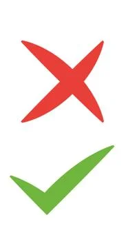 Check box list icons set, green and red isolated on white background Illustrazione stock