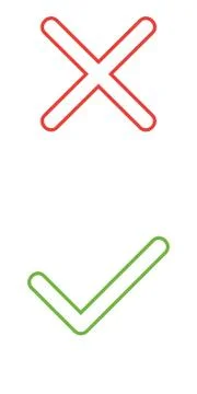 Check box list icons set, green and red isolated on white background Illustrazione stock