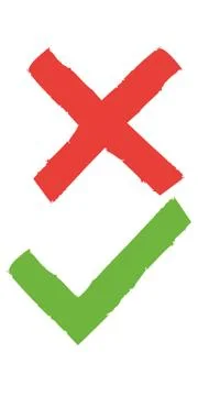 Check box list icons set, green and red isolated on white background Stock Illustration