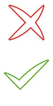 Check box list icons set, green and red isolated on white background Illustrazione stock