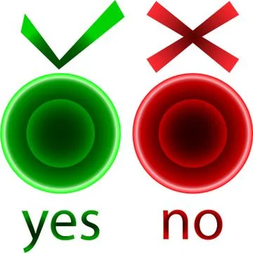 Check box list icons set, green and red isolated on white background, vector Stock Illustration