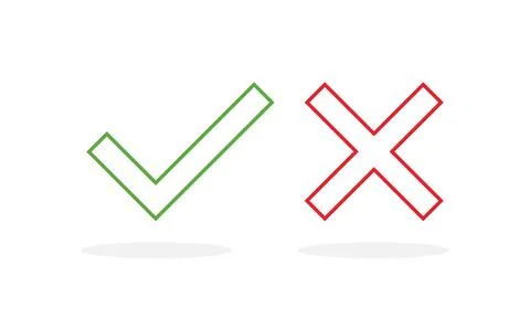 Check box list icons set, green and red color isolated on white background. Y Stock Illustration