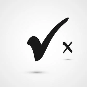 Check box list icons tick and cross, black marks. Isolated vector illustratio Stock Illustration