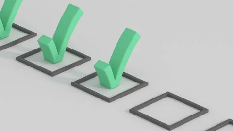 Check boxes are getting filled 3D render animation Stock Footage 219317916