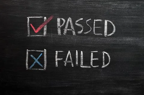 Check boxes for passed and failed Stock Photos