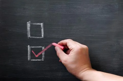 Check boxes with a red tick Stock Photos