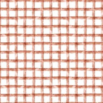 Check Brown Abstract WatercolorSeamless Pattern with Stripes. Plaid Geometric Stock Illustration