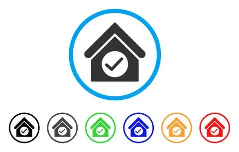 Check Building Rounded Icon Ilustración de archivo