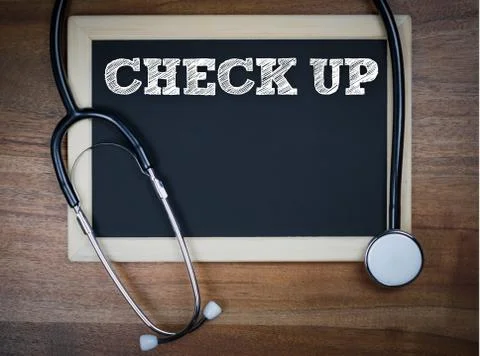 Check up - chalkboard message Stock Photos