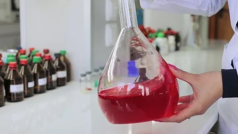 Check the chemical formula in the lab, close-up Stock Footage 75311058