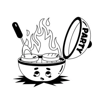 Check this creative glyph sticker of festive barbecue grill Stock-Illustration