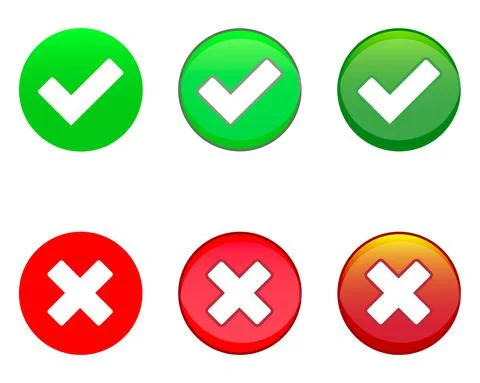 Check Cross Mark Colorful Vector Icon set Stock Illustration