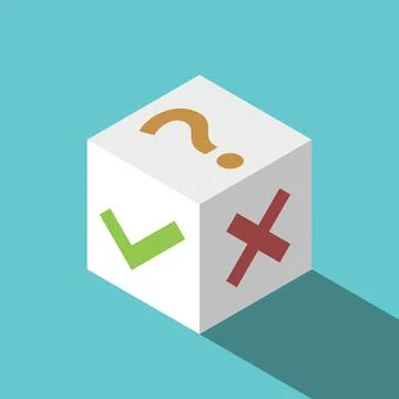 Check, cross, question cube Stock Illustration