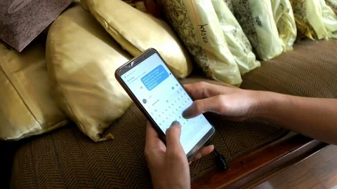 Check Customer's Order Using Smartphone Stock Footage 119137215