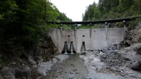 Check dam in the Alps, Aerial drone in 4k, Geröllsperre Video stock 168634545