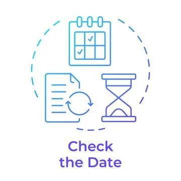 Check the date blue gradient concept icon 스톡 일러스트