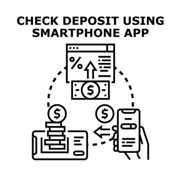 Check depositing using smartphone banking application Stock Illustration