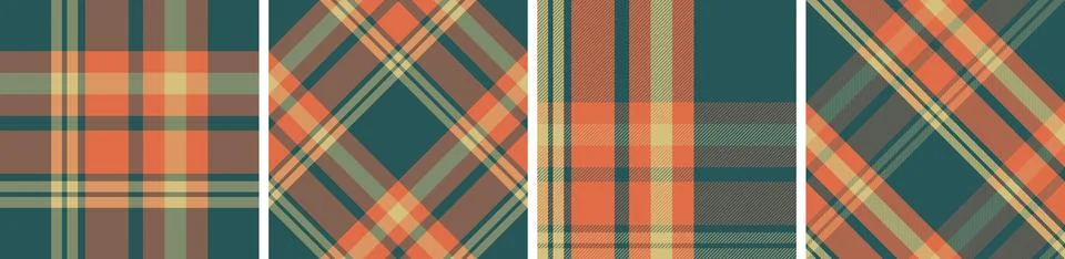 Check design set seamless pattern tartan plaid for dress gingham,flannel skirt Stock Illustration