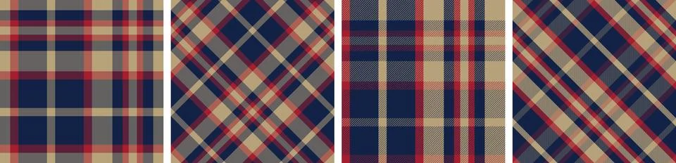 Check design set seamless pattern tartan plaid for dress gingham Stock Illustration