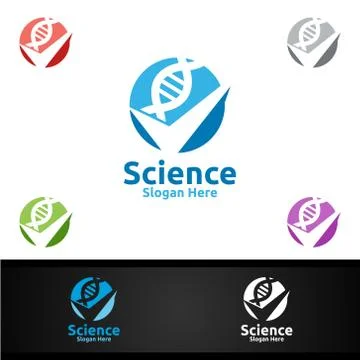 Check Dna Science and Research Lab Logo for Microbiology, Biotechnology, Chem Stock Illustration