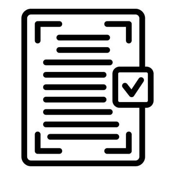 Check document icon outline vector. Credit form Stock Illustration