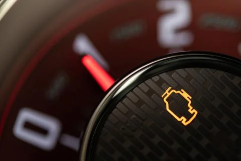 Check Engine Control Light on a Vehicle Dashboard 写真素材