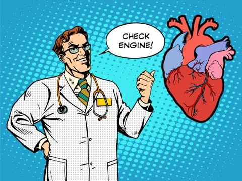 Check engine doctor medicine heart health Stock Illustration