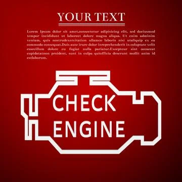 Check engine flat icon on red background. Vector Illustration Illustrazione stock