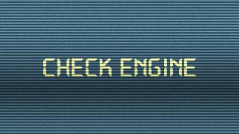 Check the engine. Glitch effect text. Check engine light symbol that pops up on Vídeos de archivo 123796040
