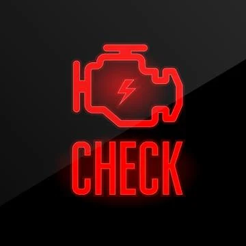 Check engine icon - blinking indicator on dashboard, breakdown alert Stock Illustration