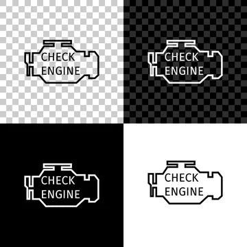 Check engine icon isolated on black, white and transparent background. Vector Stock Illustration