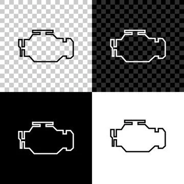 Check engine icon isolated on black, white and transparent background. Vector Stock Illustration